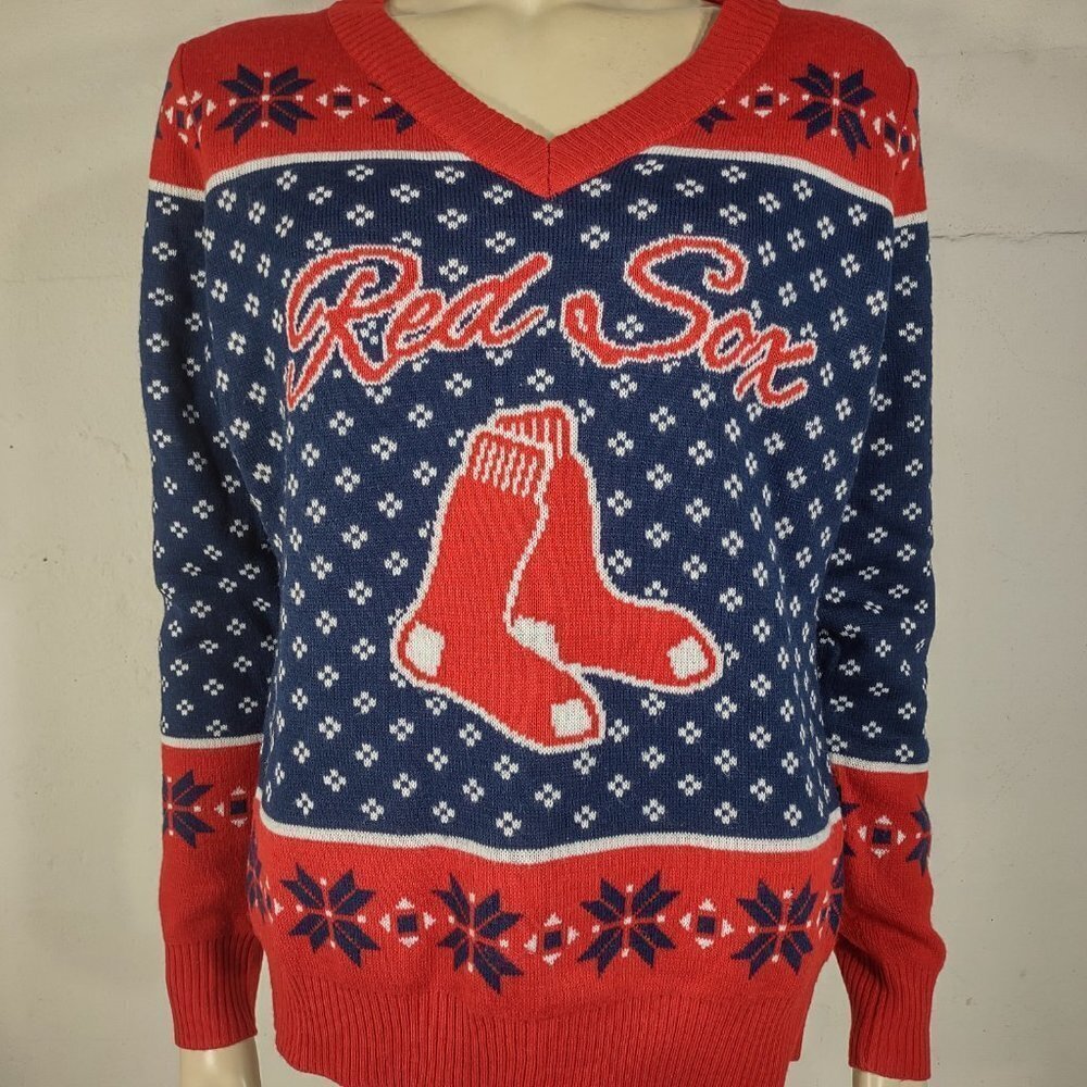 Genuine Merchandise Boston Red Sox blue red white holiday sweater ladies Large